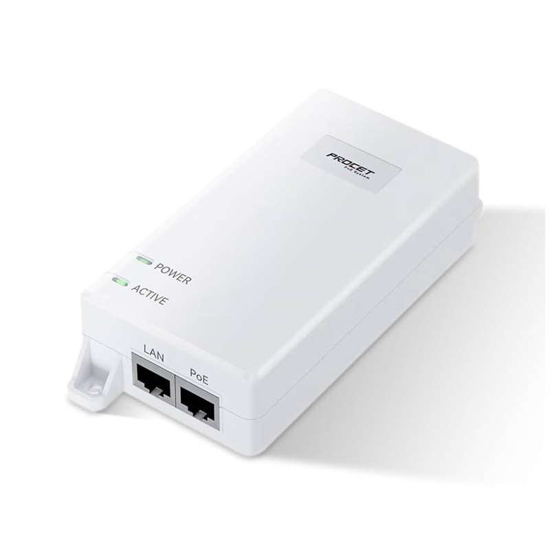 Procet 55V DC 60 Watt 10 Gigabit 802.3bt PoE++ White Power over Ethernet Injector — Procet PoE Systems — Network Switches