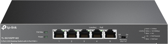 TP-Link SG105PP-M2 5 Port 2.5 Gigabit Switch Steel Case PoE — TP-Link — Network Switches